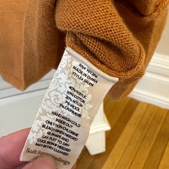 Sequin Trim Long Sleeve Top in Rust orange size PS - Picture 11 of 11